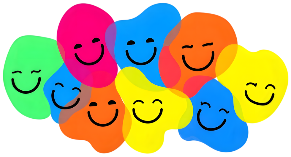 Playful colorful faces illustration