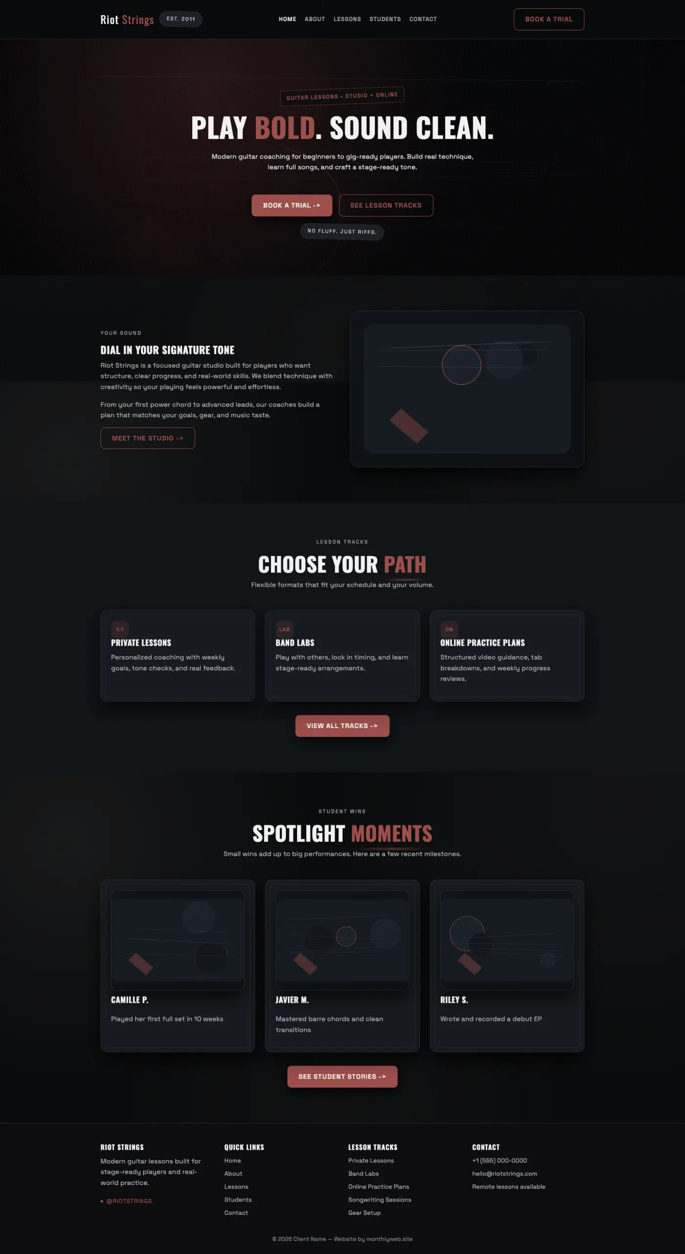 Riot Strings website preview