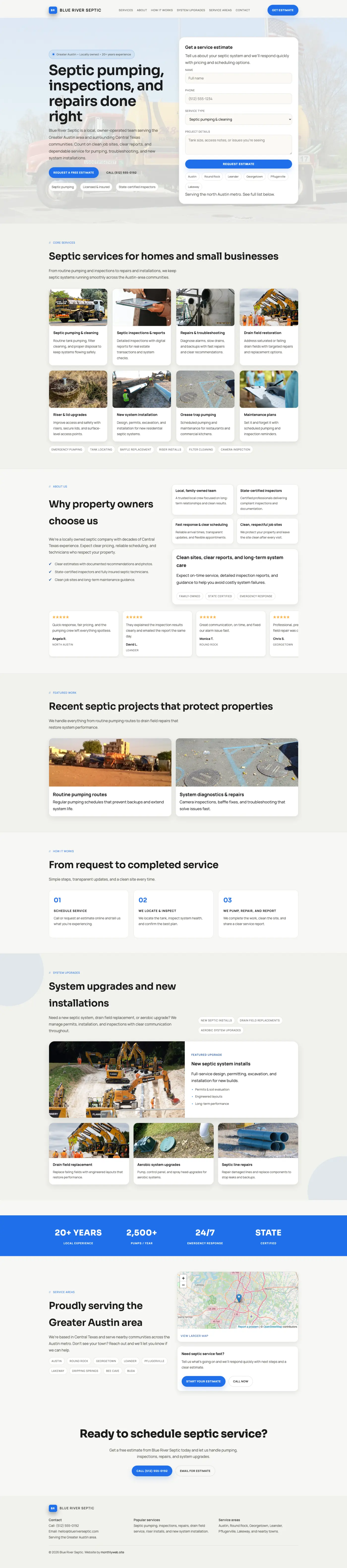 Blue River Septic website preview